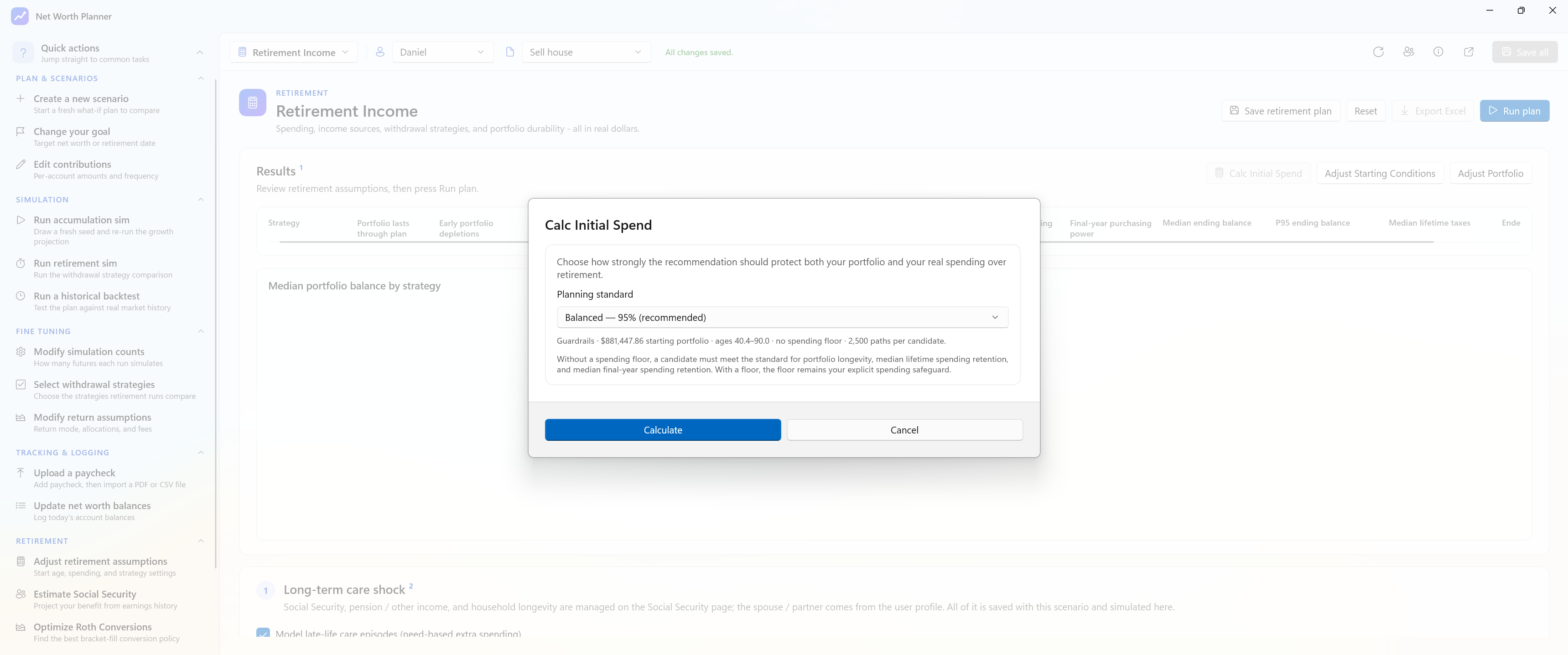 Suggested initial spending solver